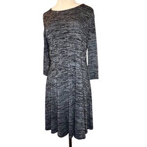 APT. 9 Women's Empire Dress Large Black/Grey Marble Midi Office Cozy Comfort